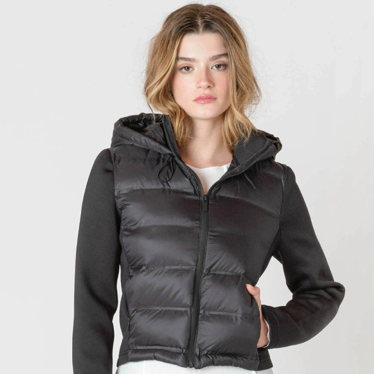 Modavia™ | Giacca Puffer in Tessuto Misto Nera