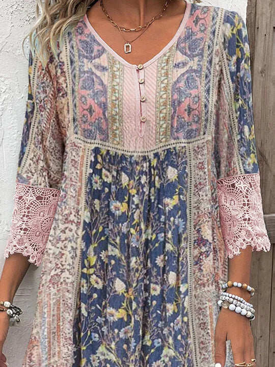 Modavia™ | Abito Boho con Dettagli in Pizzo
